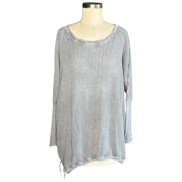 FREE PEOPLE ONE Oversized Interlaken Waffle Thermal Knit Tunic Top Relaxed Fit - Picture 1 of 8